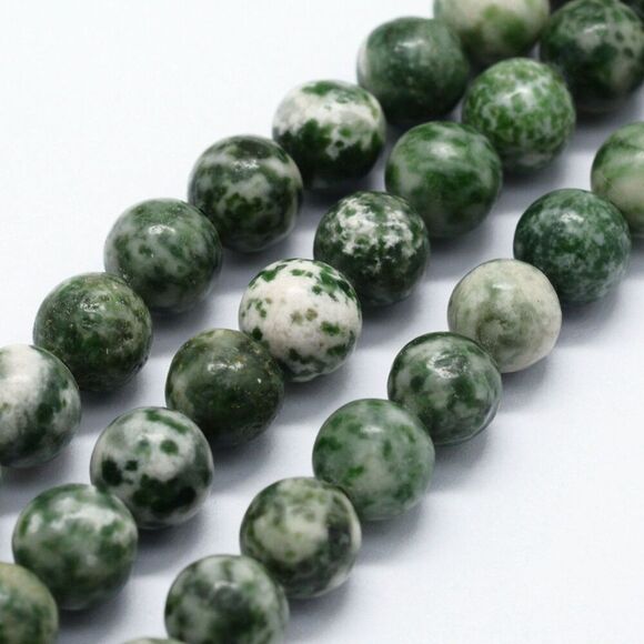 8MM Green Spot Jasper Beads-ONE Gemstone Bead Strand-Jewelry Making Crafts NWT - Picture 1 of 1